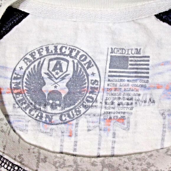 Affliction Native American Customs Live Fast White Long Sleeve T-Shirt Men Sz. M - Picture 9 of 11